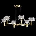 Lampadario Contemporaneo Vision Alluminio Oro 6 Luci Diffusori In Vetro Trasp MOD411PL-06G