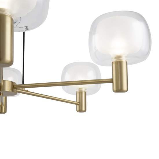 Lampadario Contemporaneo Vision Alluminio Oro 6 Luci Diffusori In Vetro Trasp MOD411PL-06G