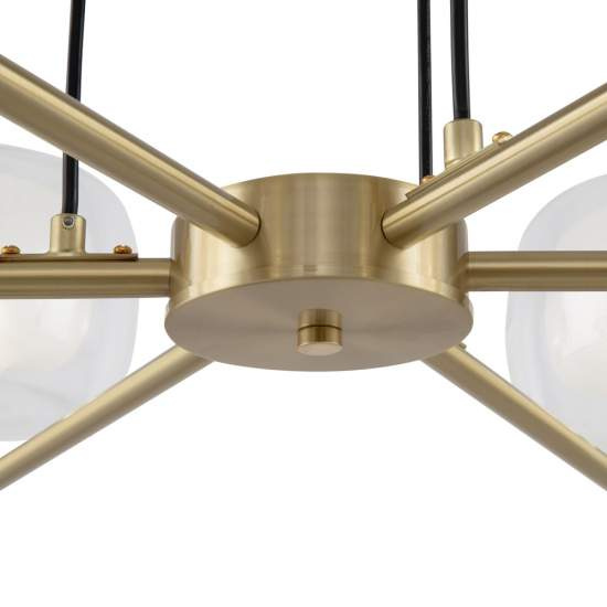 Lampadario Contemporaneo Vision Alluminio Oro 6 Luci Diffusori In Vetro Trasp MOD411PL-06G