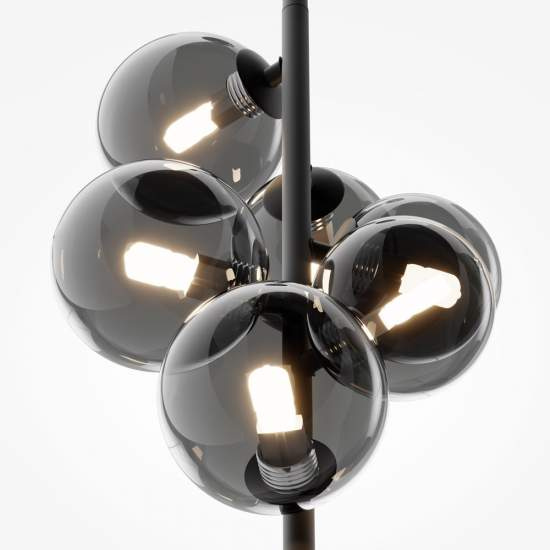 Lampadario Contemporaneo Dallas Metallo Nero 6 Luci Diffusori Vetro Specchiato | Lampadari e Sospensioni | Luce Art Shop Lampadario Contemporaneo Dallas Metallo Nero 6 Luci Diffusori Vetro Specchiato | Maytoni