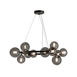 Lampadario Contemporaneo Dallas Metallo Nero 11 Luci Diffusori Vetro Specchiato Lampadario Contemporaneo Dallas Metallo Nero 11 Luci Diffusori Vetro Specchiato