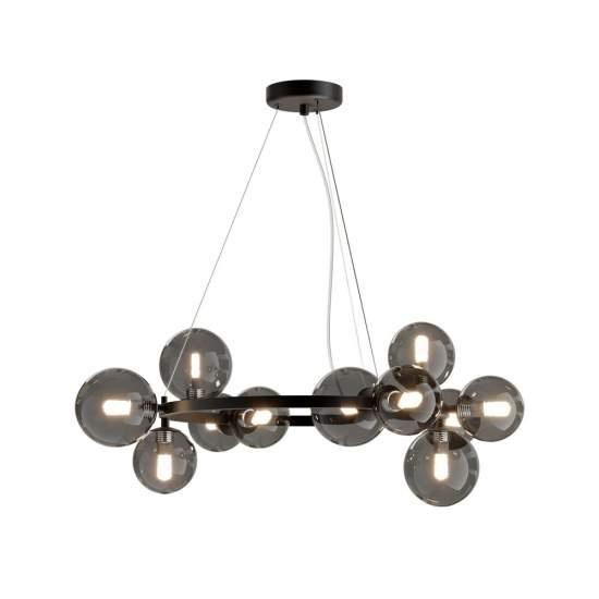 Lampadario Contemporaneo Dallas Metallo Nero 11 Luci Diffusori Vetro Specchiato | Lampadari e Sospensioni | Luce Art Shop Lampadario Contemporaneo Dallas Metallo Nero 11 Luci Diffusori Vetro Specchiato | Maytoni