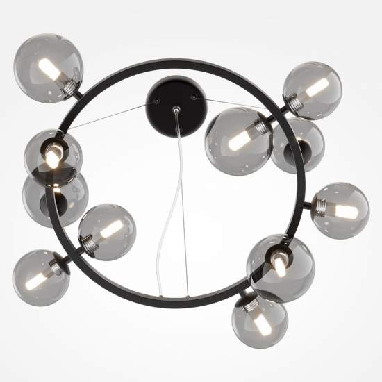 Lampadario Contemporaneo Dallas Metallo Nero 11 Luci Diffusori Vetro Specchiato | Lampadari e Sospensioni | Luce Art Shop Lampadario Contemporaneo Dallas Metallo Nero 11 Luci Diffusori Vetro Specchiato | Maytoni