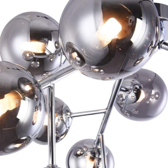 Lampadario Contemporaneo Dallas Metallo Cromo 12 Luci Diffusori Fumè MOD545PL-12CH