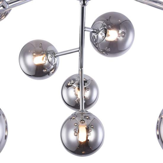 Lampadario Contemporaneo Dallas Metallo Cromo 12 Luci Diffusori Fumè MOD545PL-12CH