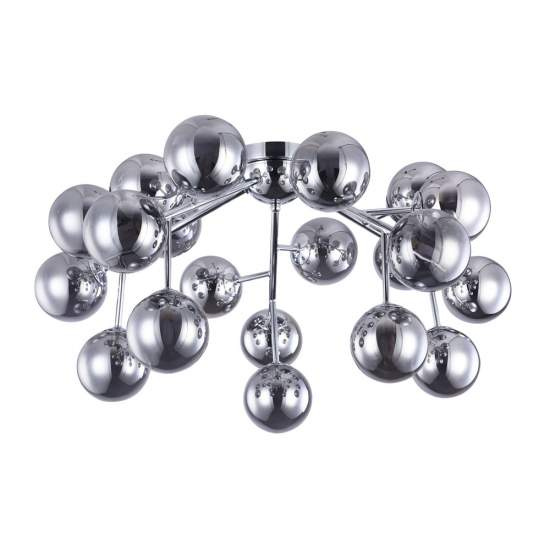 Lampadario Contemporaneo Dallas Metallo Cromo 20 Luci Diffusori Fumè MOD545PL-20CH