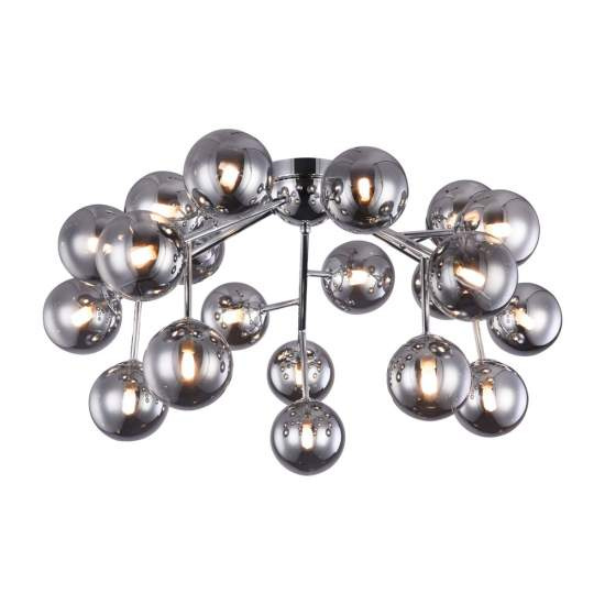 Lampadario Contemporaneo Dallas Metallo Cromo 20 Luci Diffusori Fumè MOD545PL-20CH