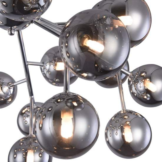 Lampadario Contemporaneo Dallas Metallo Cromo 20 Luci Diffusori Fumè MOD545PL-20CH