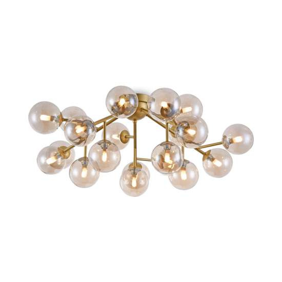 Lampadario Contemporaneo Dallas Metallo Oro 20 Luci Diffusori Ambra MOD545PL-20G
