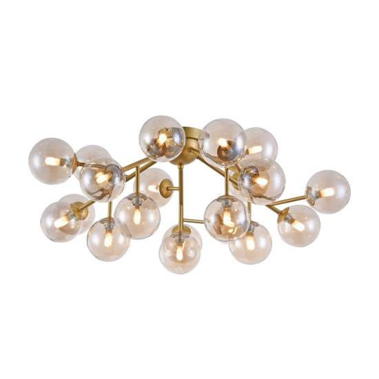 Lampadario Contemporaneo Dallas Metallo Oro 20 Luci Diffusori Ambra MOD545PL-20G