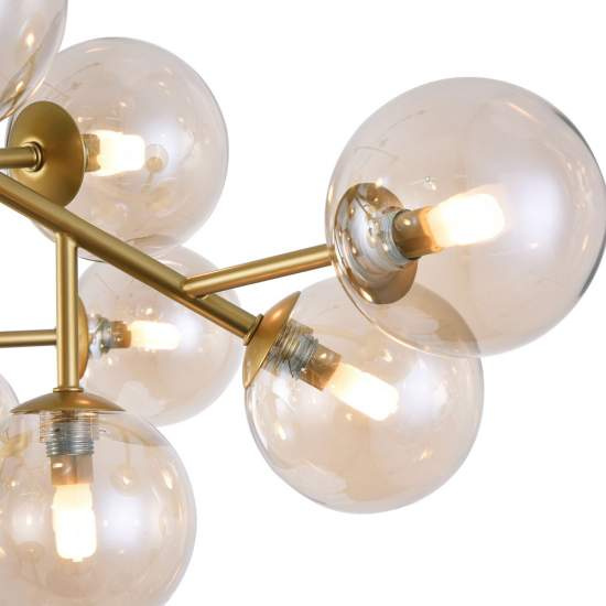 Lampadario Contemporaneo Dallas Metallo Oro 20 Luci Diffusori Ambra MOD545PL-20G