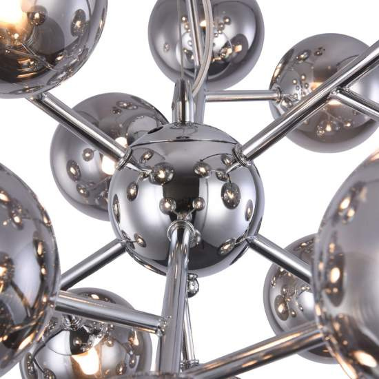 Lampadario Contemporaneo Dallas Metallo Cromo 24 Luci Diffusori Fumè MOD545PL-24CH