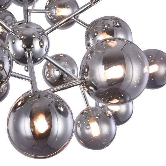 Lampadario Contemporaneo Dallas Metallo Cromo 24 Luci Diffusori Fumè MOD545PL-24CH