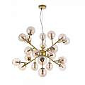 Lampadario Contemporaneo Dallas Metallo Oro 24 Luci Diffusori Ambra MOD545PL-24G