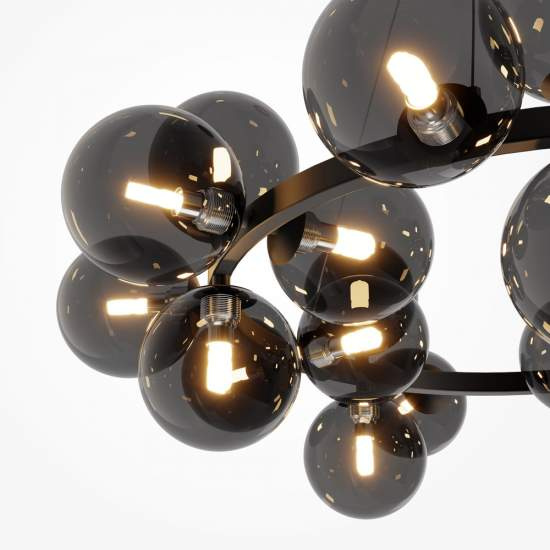 Lampadario Contemporaneo Dallas Metallo Nero 25 Luci Diffusori Vetro Specchiato | Lampadari e Sospensioni | Luce Art Shop Lampadario Contemporaneo Dallas Metallo Nero 25 Luci Diffusori Vetro Specchiato | Maytoni