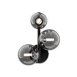 Applique Contemporanea Dallas Metallo Nero 3 Luci Diffusore Vetro Specchiato