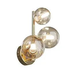 Applique Contemporanea Dallas Metallo Oro 3 Luci Diffusori Cognac