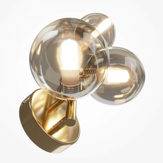 Applique Contemporanea Dallas Metallo Oro 3 Luci Diffusori Cognac MOD545WL-03G