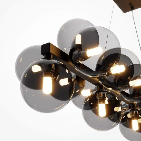 Lampadario Contemporaneo Dallas Metallo Nero 25 Luci Diffusori Vetro Nero Specchiato | Lampadari e Sospensioni | Luce Art Shop Lampadario Contemporaneo Dallas Metallo Nero 25 Luci Diffusori Vetro Nero Specchiato | Maytoni