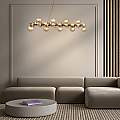 Lampadario Contemporaneo Dallas Metallo Oro 25 Luci Diffusori Vetro Ambra MOD547PL-25G