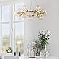 Lampadario Contemporaneo Dallas Metallo Oro 25 Luci Diffusori Ambra MOD548PL-25G