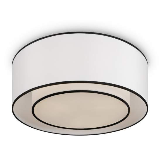 Plafoniera Moderna Bergamo In Metallo Bianca E Nera 3 Luci Diffusore In Tessuto MOD613CL-03W