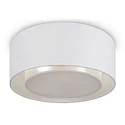 Plafoniera Moderna Bergamo In Metallo Bianca 3 Luci Diffusore In Tessuto