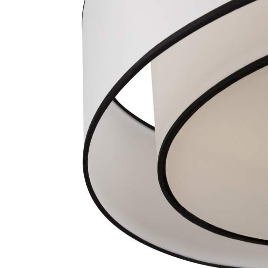 Plafoniera Moderna Bergamo In Metallo Bianca E Nera 3 Luci Diffusore In Tessuto MOD613CL-03W