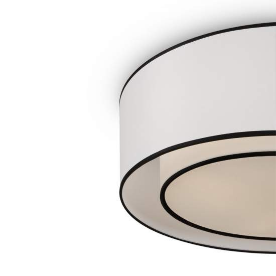 Plafoniera Moderna Bergamo In Metallo Bianca E Nera 3 Luci Diffusore In Tessuto MOD613CL-03W