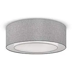 Plafoniera Moderna Bergamo In Metallo Cromo 3 Luci Diffusore In Tessuto