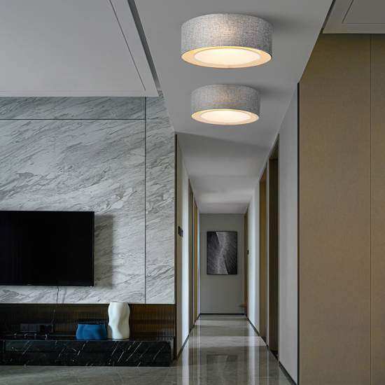 Plafoniera Moderna Bergamo In Metallo Cromo 3 Luci Diffusore In Tessuto MOD613CL-04GR