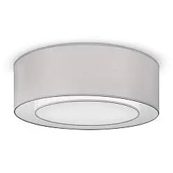 Plafoniera Moderna Bergamo In Metallo Cromo E Grigio 3 Luci Diffusore In Tessuto