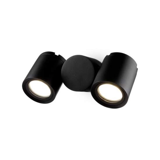 Lampada Da Parete Moderna Per Esterno Alluminio Nero 2 Luci Gu10 50W Ip54 O010WL-02B
