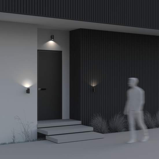 Lampada Da Parete Moderna Da Esterno Alluminio Nero 1 Luce Gu10 50W Ip54 O574WL-01B