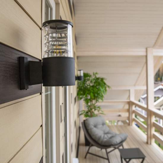 Lampada Da Parete Moderna Da Esterno Alluminio Nero 1 Luce E27 60W Ip54 O576WL-01B