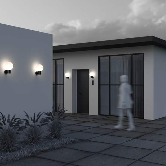 Lampada Da Parete Moderna Per Esterno Alluminio Nero 1 Luce E27 60W Ip54 O598WL-01B