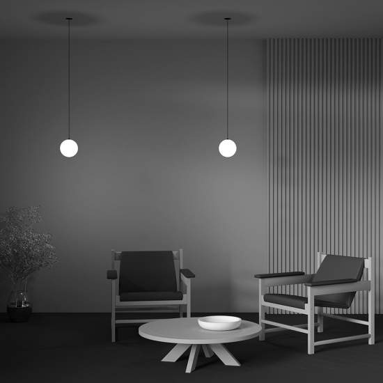 Lampadario A Sospensione Moderno Luna Alluminio Nero Luce Led Integrato 5W P039PL-5W3K-10INS-B