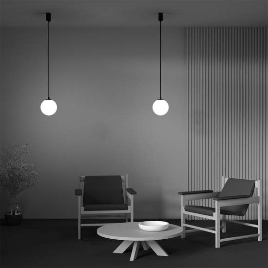 Lampadario A Sospensione Moderno Luna Alluminio Nero Led Integrato 5W Calda P039PL-5W3K-20-B