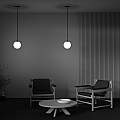Lampadario Sospensione Moderno Luna Alluminio Nero Led Integrato 5W Calda P039PL-5W3K-20INS-B