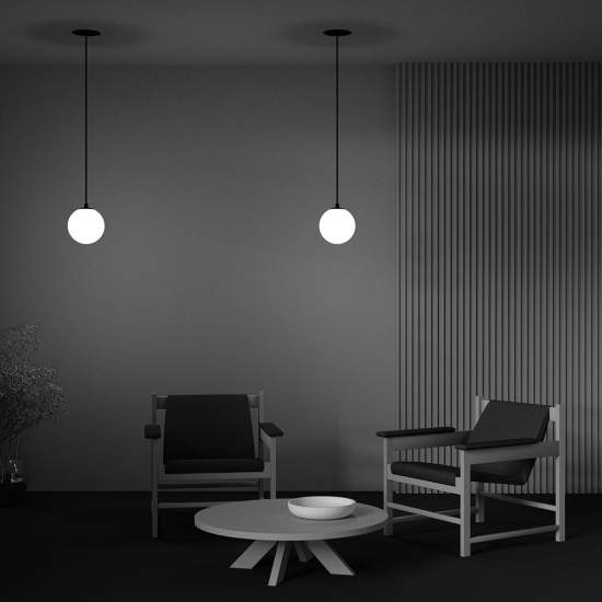 Lampadario Sospensione Moderno Luna Alluminio Nero Led Integrato 5W Calda P039PL-5W3K-20INS-B