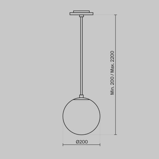 Lampadario Sospensione Moderno Luna Alluminio Nero Led Integrato 5W Calda P039PL-5W3K-20INS-B