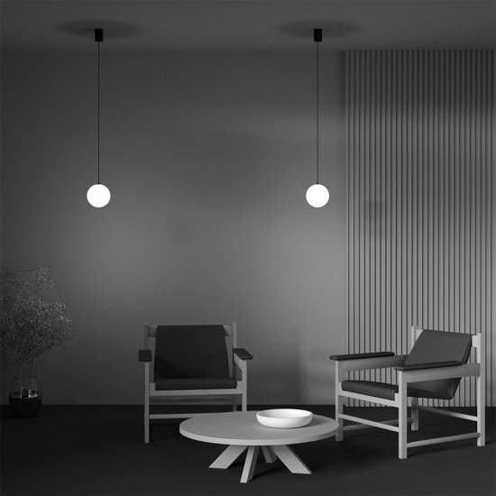 Lampadario A Sospensione Moderno Luna Alluminio Nero Led Integrato 5W Fredda P039PL-5W4K-10-B