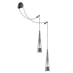 Applique Da Parete Moderno Sintesi Metallo Cromo Vetro 2 Luci Led 24W