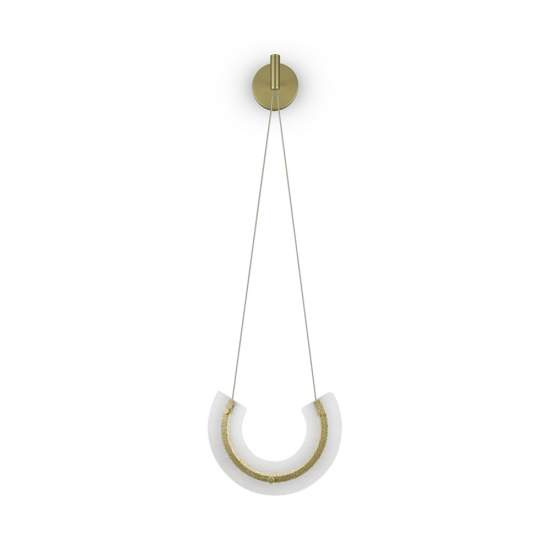 Applique Contemporanea Maya Alluminio Oro 1 Luce Diffusore Vetro P091WL-L18G3K