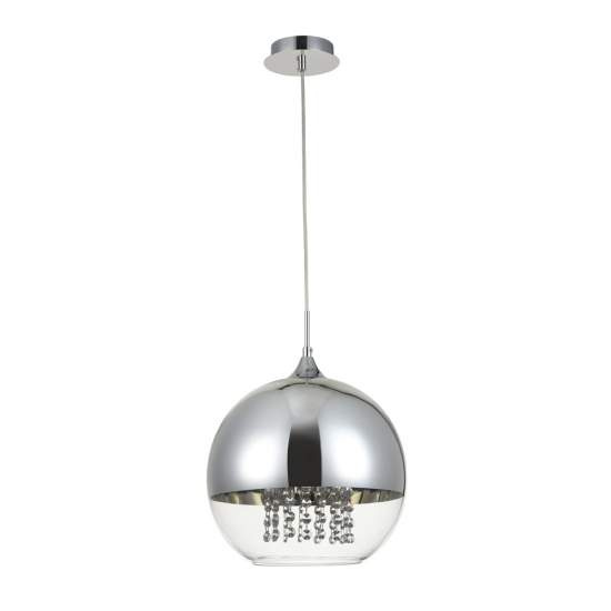 Lampadario Contemporaneo Fermi Metallo Nichel 1 Luce Diffusori Vetro Trasparente P140-PL-170-1-N