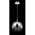 Lampadario Contemporaneo Fermi Metallo Nichel 1 Luce Diffusori Vetro Trasparente P140-PL-170-1-N