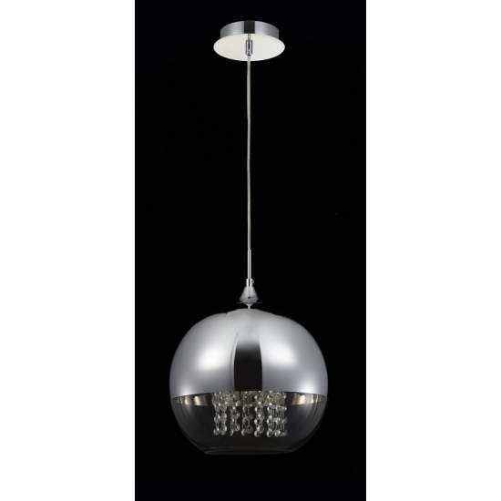 Lampadario Contemporaneo Fermi Metallo Nichel 1 Luce Diffusori Vetro Trasparente P140-PL-170-1-N