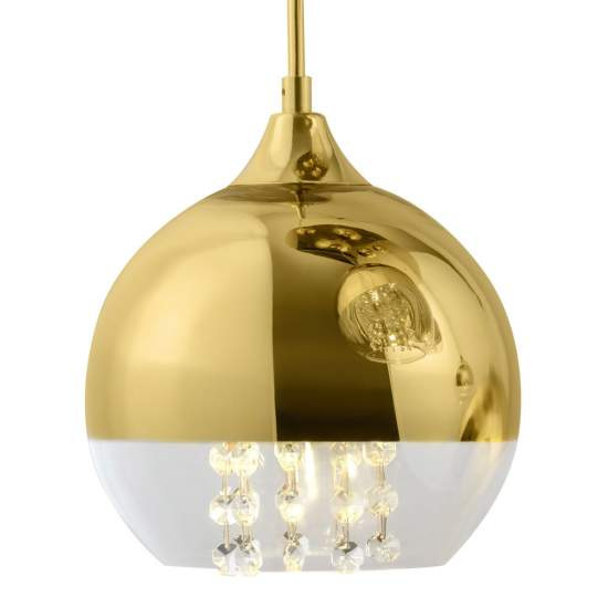 Lampadario Contemporaneo Fermi Metallo Oro 5 Luci Diffusori Vetro E Metallo P140-PL-170-5-G