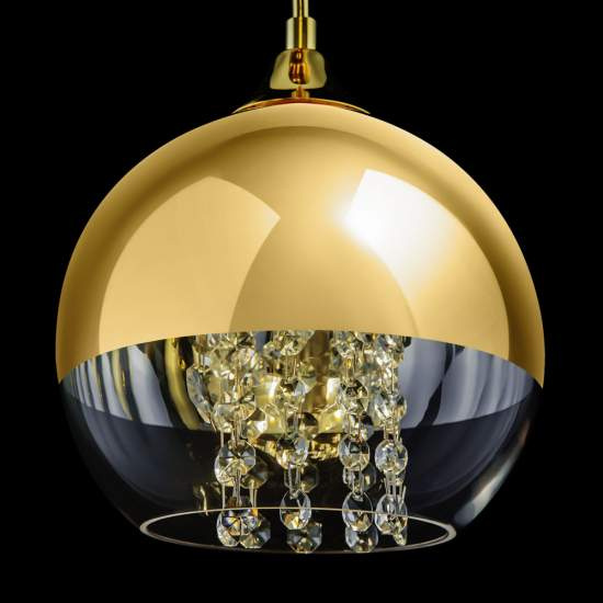 Lampadario Contemporaneo Fermi Metallo Oro 5 Luci Diffusori Vetro E Metallo P140-PL-170-5-G