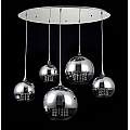 Lampadario Contemporaneo Fermi Metallo Nichel 5 Luci Diffusori Vetro E Metallo P140-PL-170-5-N